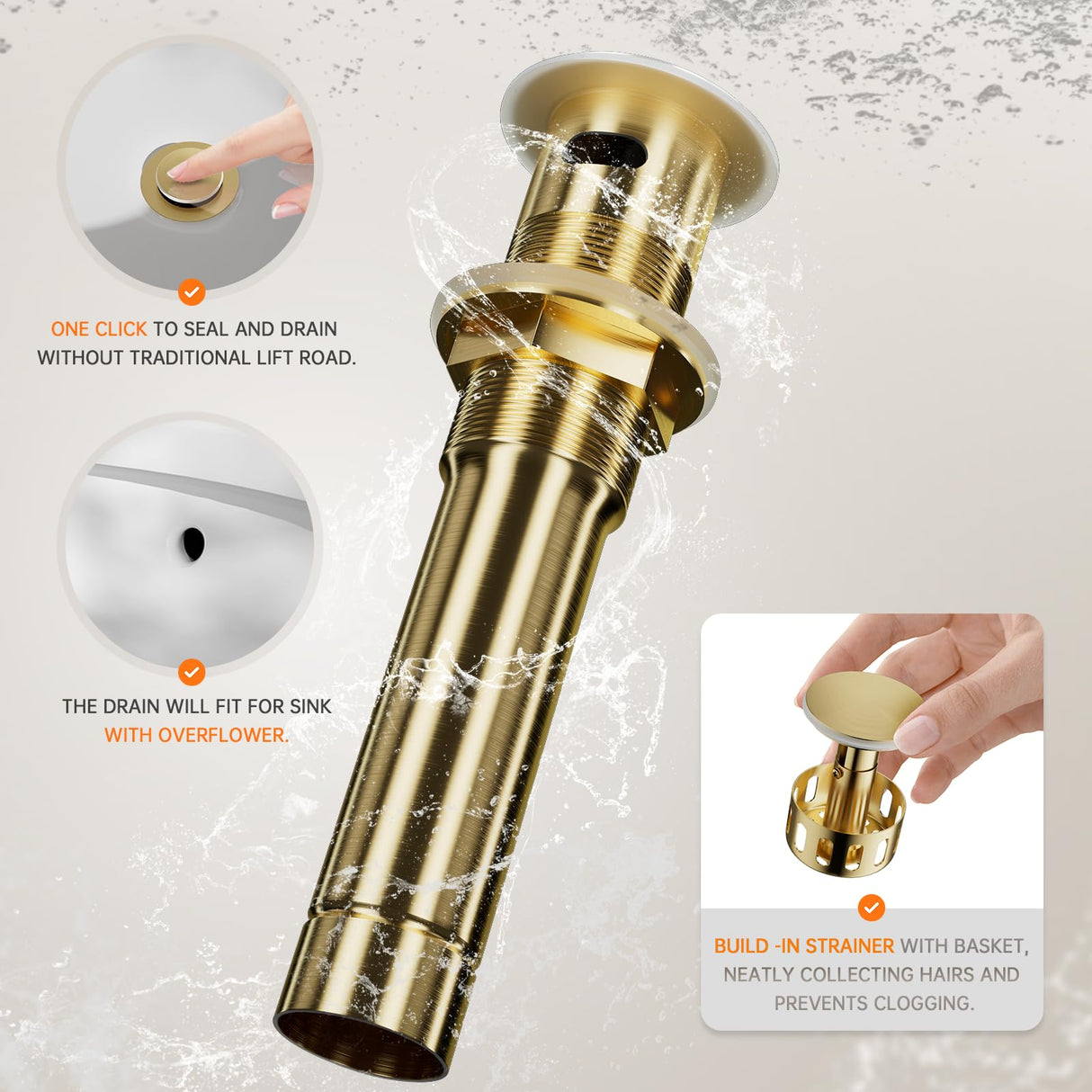 8-Inch Three-Hole Bathroom Faucet with Pull-Down Sprayer, Widespread Design, Metal Pop-Up Drain, Water Supply Lines, and Two Handles