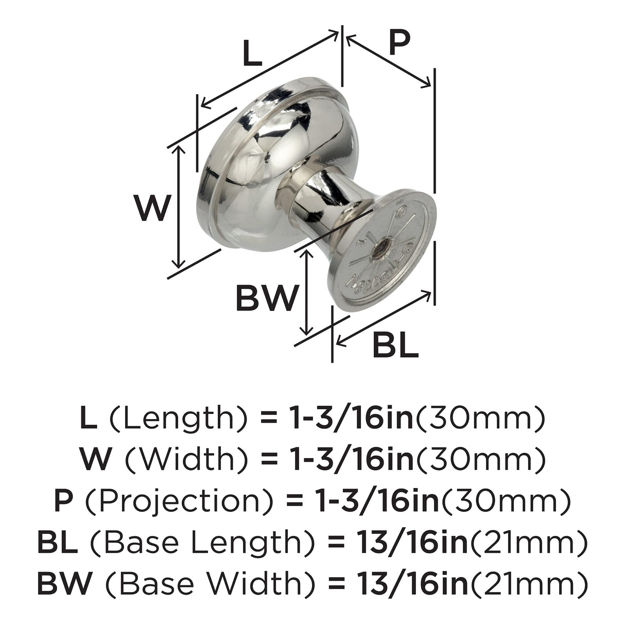 Amerock Cabinet Knob Polished Nickel 1-3/16 inch (30 mm) Diameter Westerly 1 Pack Drawer Knob Cabinet Hardware