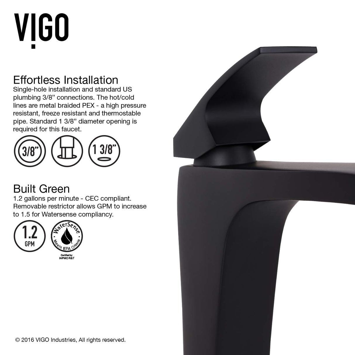 VIGO VGT577 16.5" L -16.5" W -11.63" H Handmade Countertop Glass Round Vessel Bathroom Sink Set in Gray Onyx Finish with Matte Black Single-Handle Waterfall Single Hole Faucet and Pop Up Drain