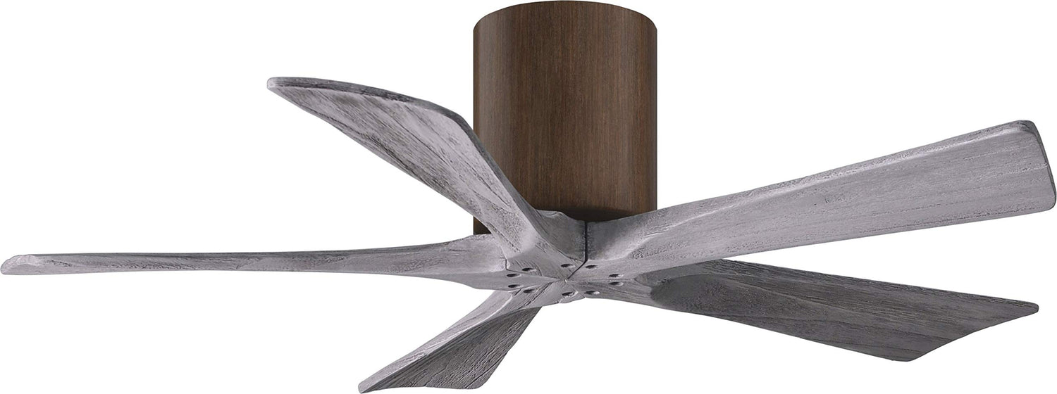 Matthews Fan IR5H-WN-BW-42 Irene-5H five-blade flush mount paddle fan in Walnut finish with 42” solid barn wood tone blades.