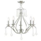 Livex Lighting 40845-91 Transitional Five Light Chandelier from Caterina Collection in Pwt, Nckl, B/S, Slvr. Finish, Brushed Nickel