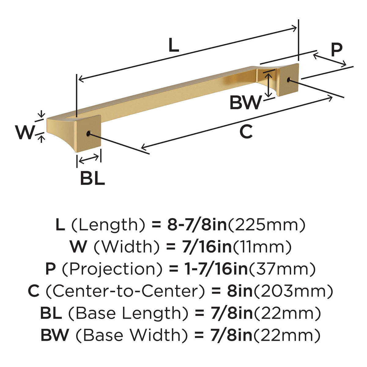 Amerock BP53535CZ Champagne Bronze Cabinet Pull 8 in (203 mm) Center-to-Center Cabinet Handle Mulholland Drawer Pull Kitchen Cabinet Handle Furniture Hardware