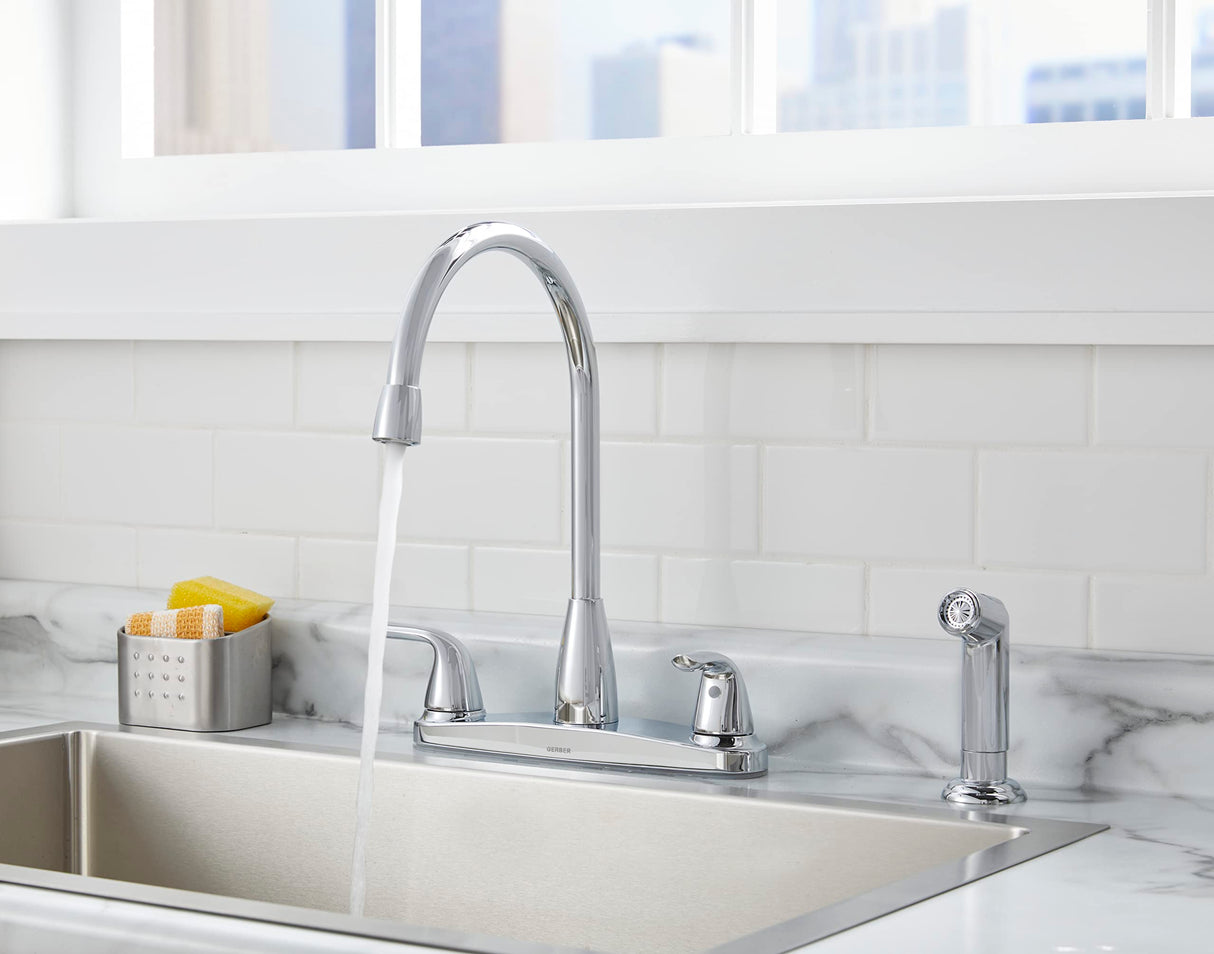 Gerber G0040167 Viper Two Handle High Arc Kitchen Faucet W/sidespray - Chrome