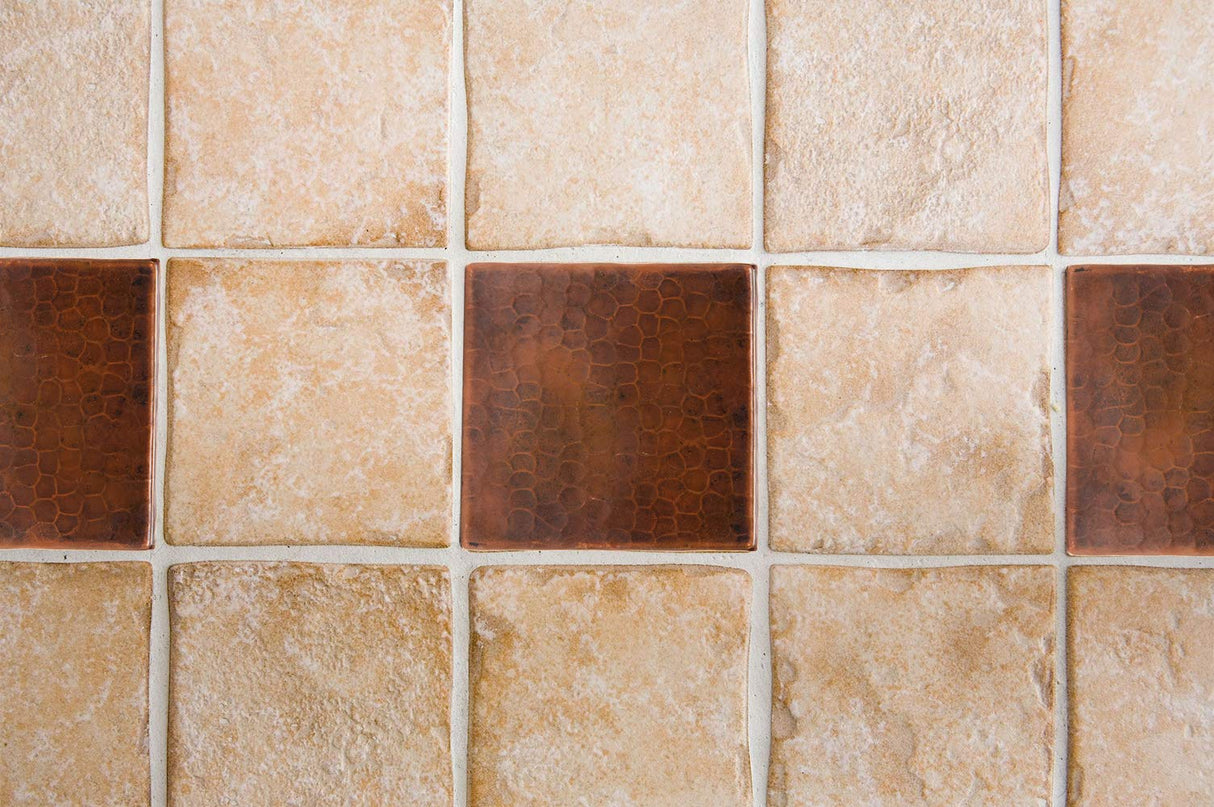 Premier Copper Products T4DBH 4-Inch by 4-Inch Hammered Copper Tile, Oil Rubbed Bronze