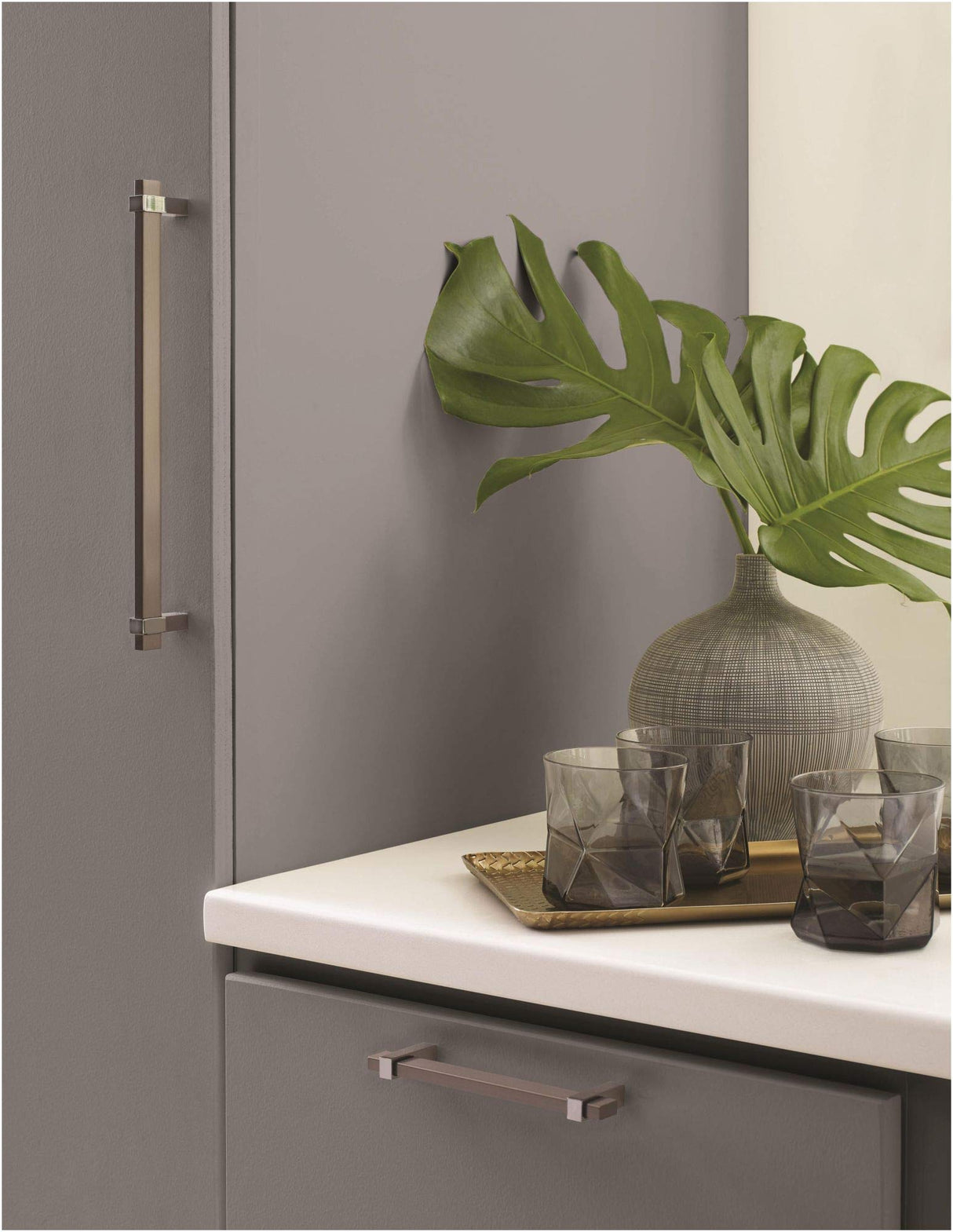 Amerock Cabinet Pull Silver Champagne/Black Nickel 10-1/16 inch (256 mm) Center to Center Mulino 1 Pack Drawer Pull Drawer Handle Cabinet Hardware
