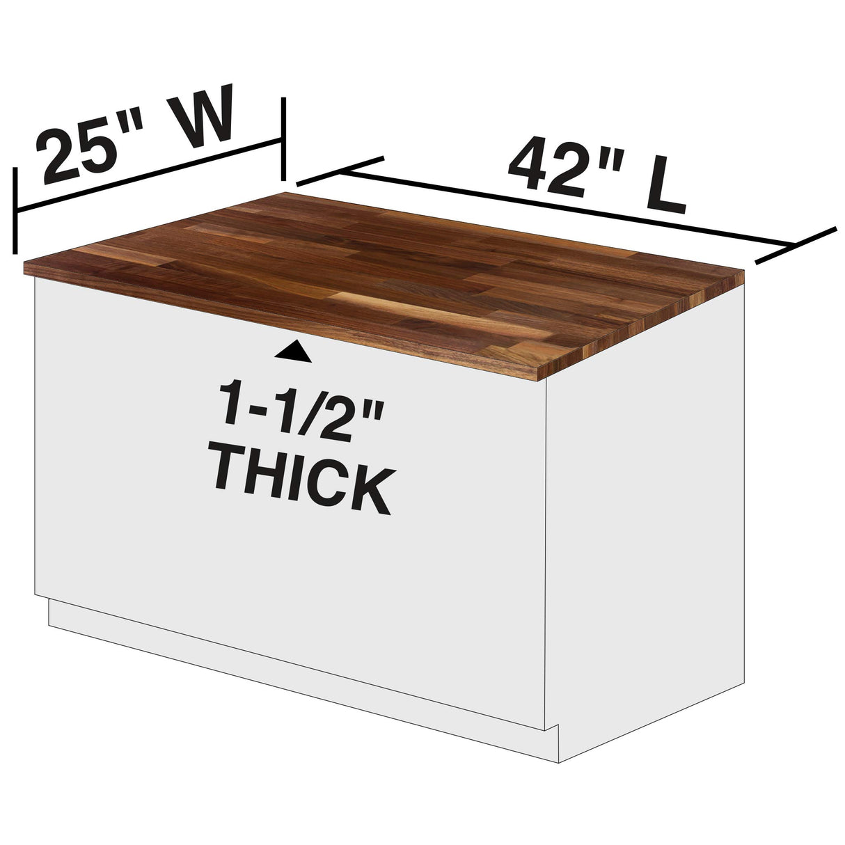 John Boos WALKCT-BL4225-V Blended Walnut Counter Top with Varnique Finish, 1.5" Thickness, 42" x 25"