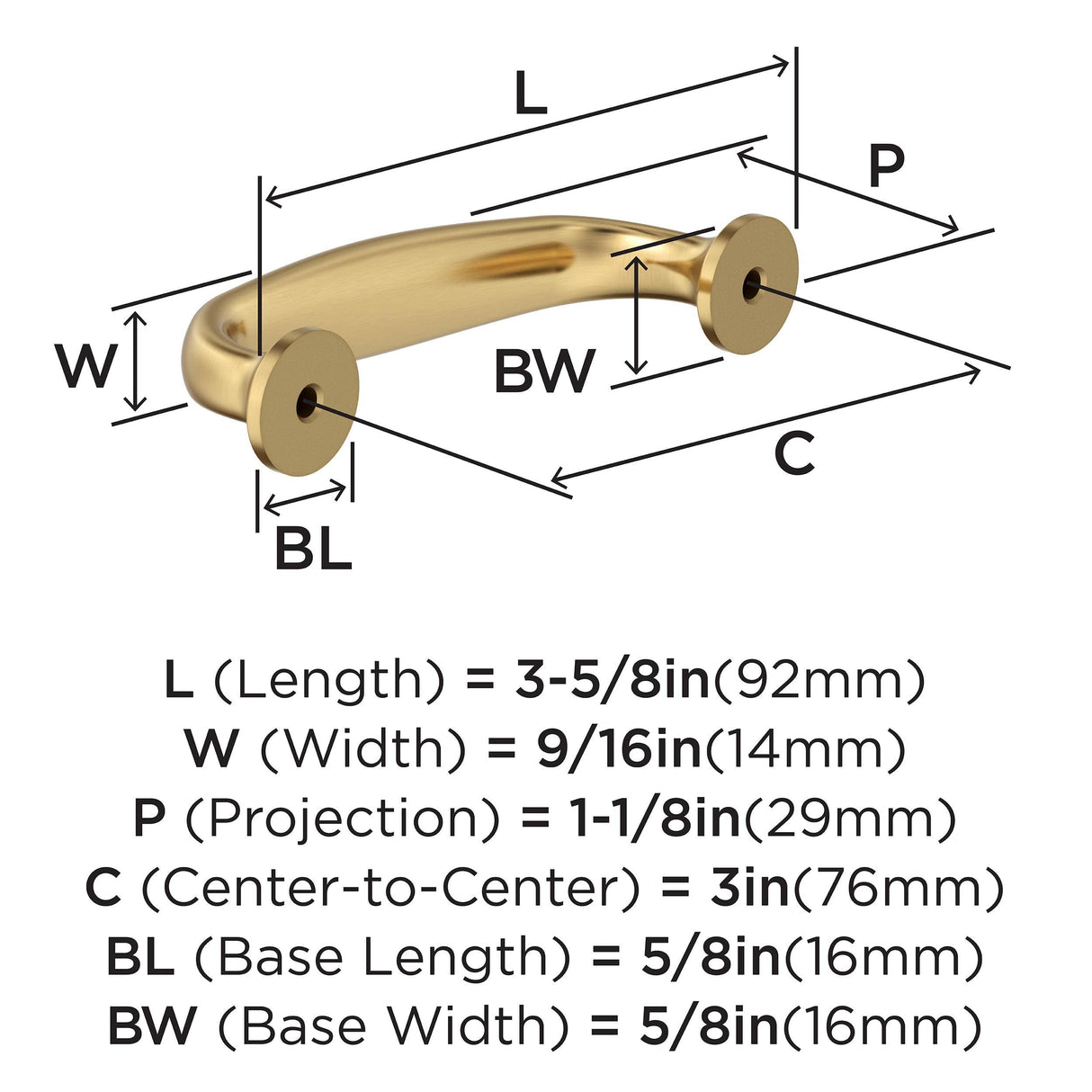 Amerock BP37395CZ Champagne Bronze Cabinet Pull 3 in (76 mm) Center-to-Center Cabinet Handle Renown Drawer Pull Kitchen Cabinet Handle Furniture Hardware