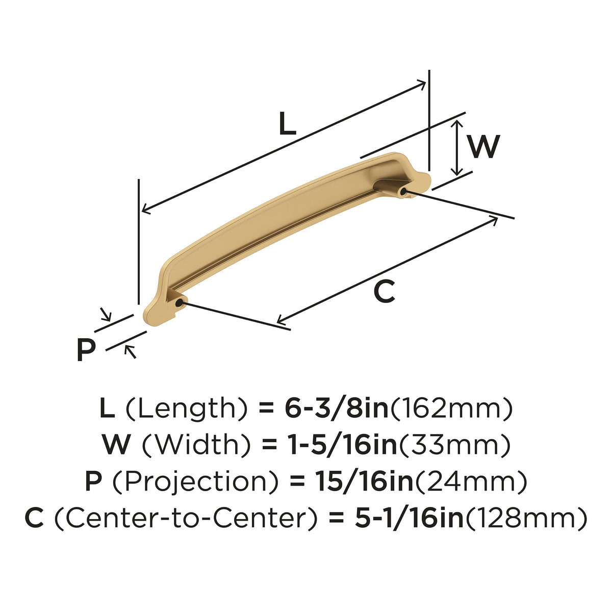 Amerock Cabinet Cup Pull Champagne Bronze 5-1/16 inch (128 mm) Center-to-Center Stature 1 Pack Drawer Pull Cabinet Handle Cabinet Hardware