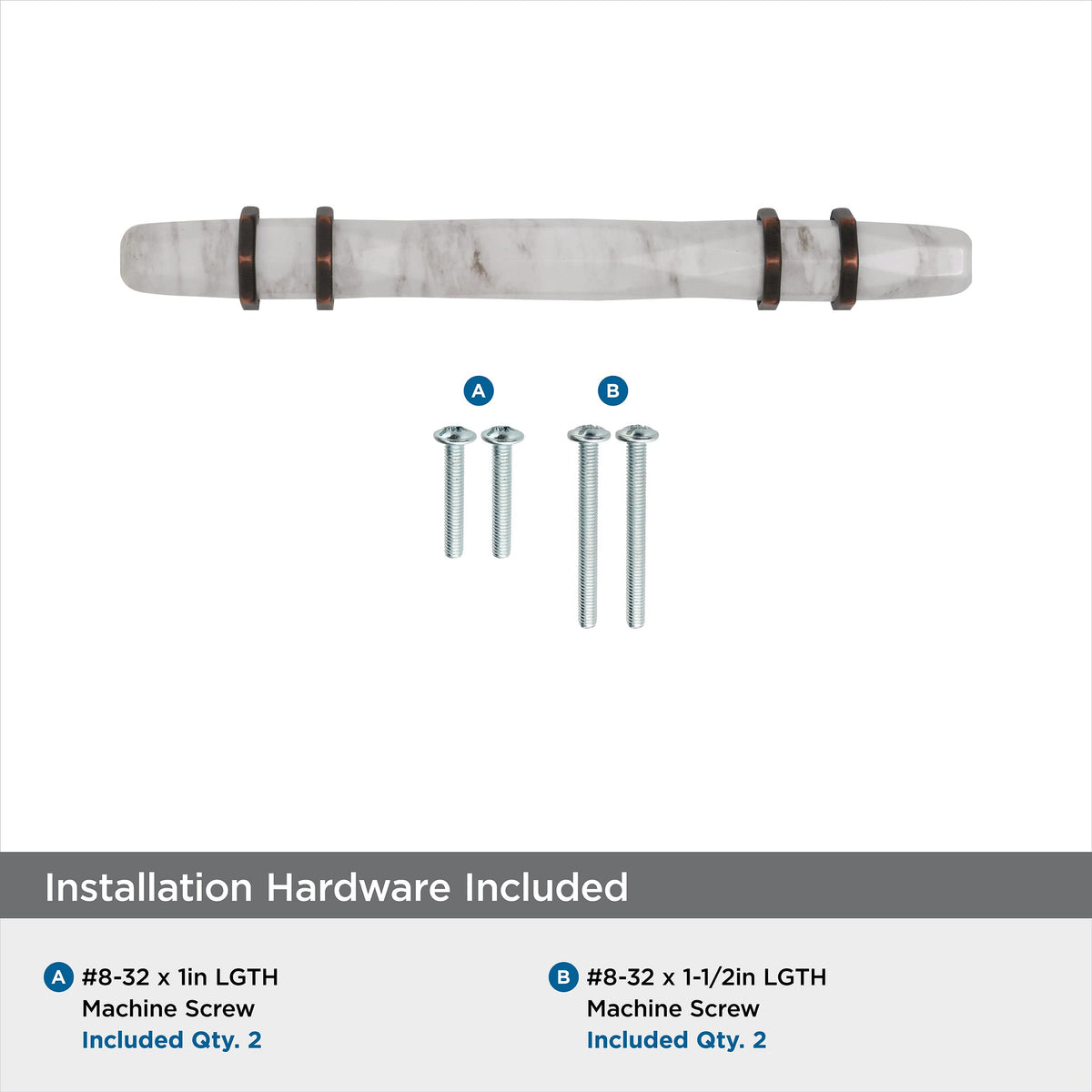Amerock Cabinet Pull Marble White/Oil-Rubbed Bronze 3-3/4 inch (96 mm) Center to Center Carrione 1 Pack Drawer Pull Drawer Handle Cabinet Hardware