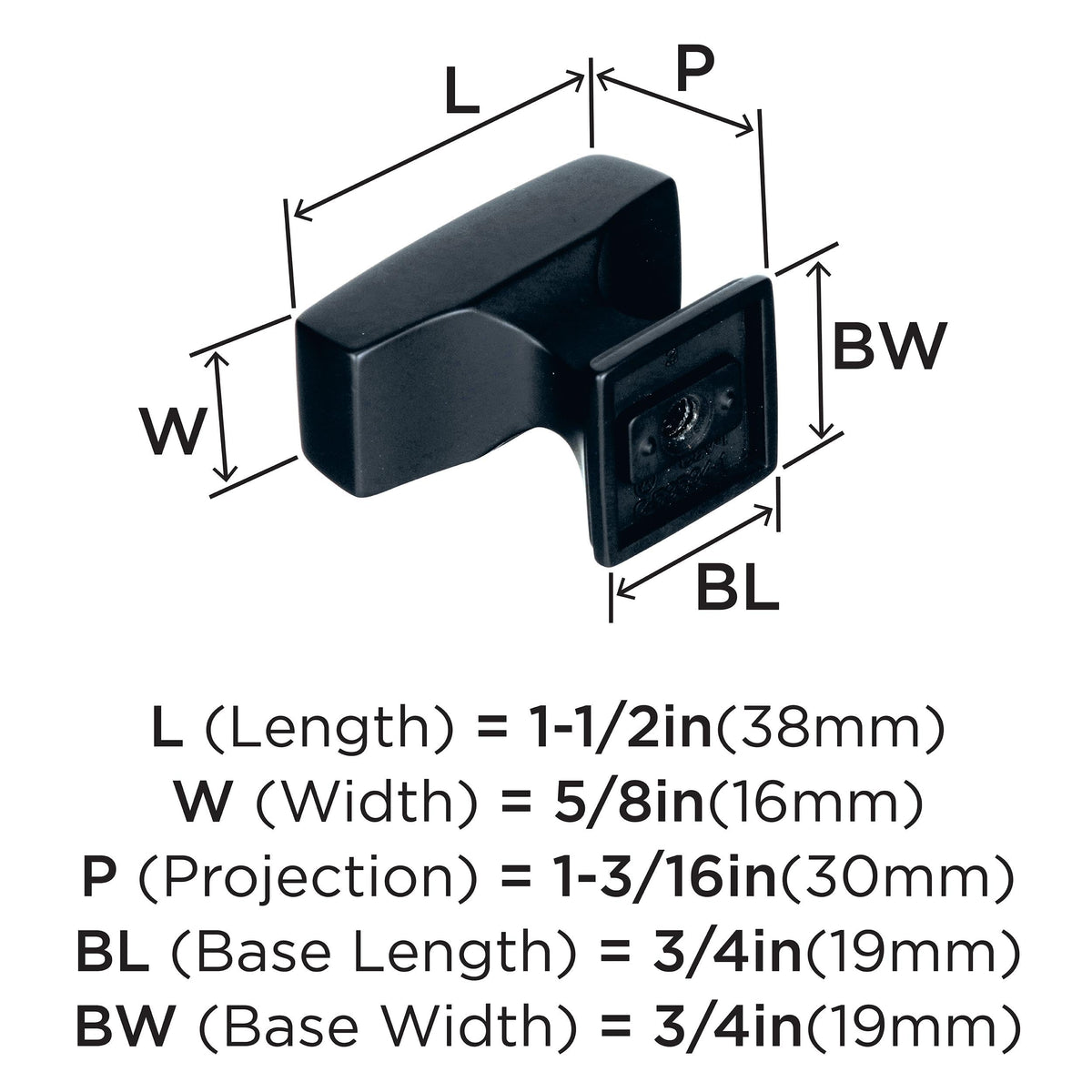 Amerock Cabinet Knob Black Bronze 1-1/2 inch (38 mm) Length Mulholland 1 Pack Drawer Knob Cabinet Hardware