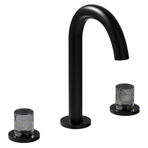 Bathroom Sink Faucet 3 Hole, 8 Inch Widespread Bathroom Faucets, Sink Faucet Black with Pop-up Drain & Hose