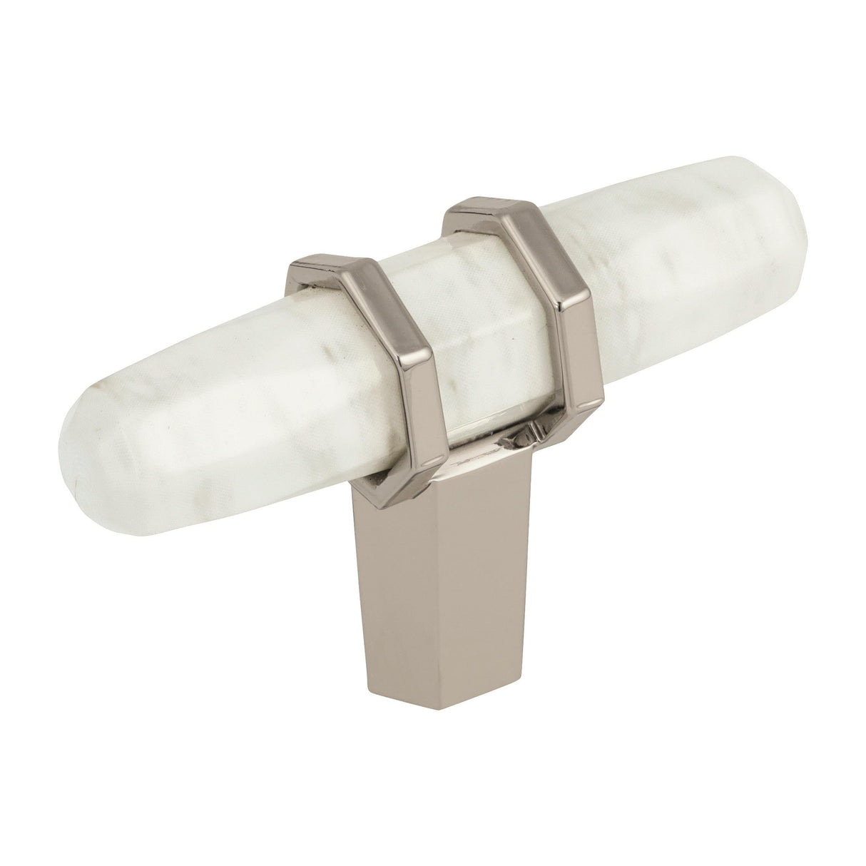 Amerock Cabinet Knob Marble White/Polished Nickel 2-1/2 inch (64 mm) Length Carrione 1 Pack Drawer Knob Cabinet Hardware
