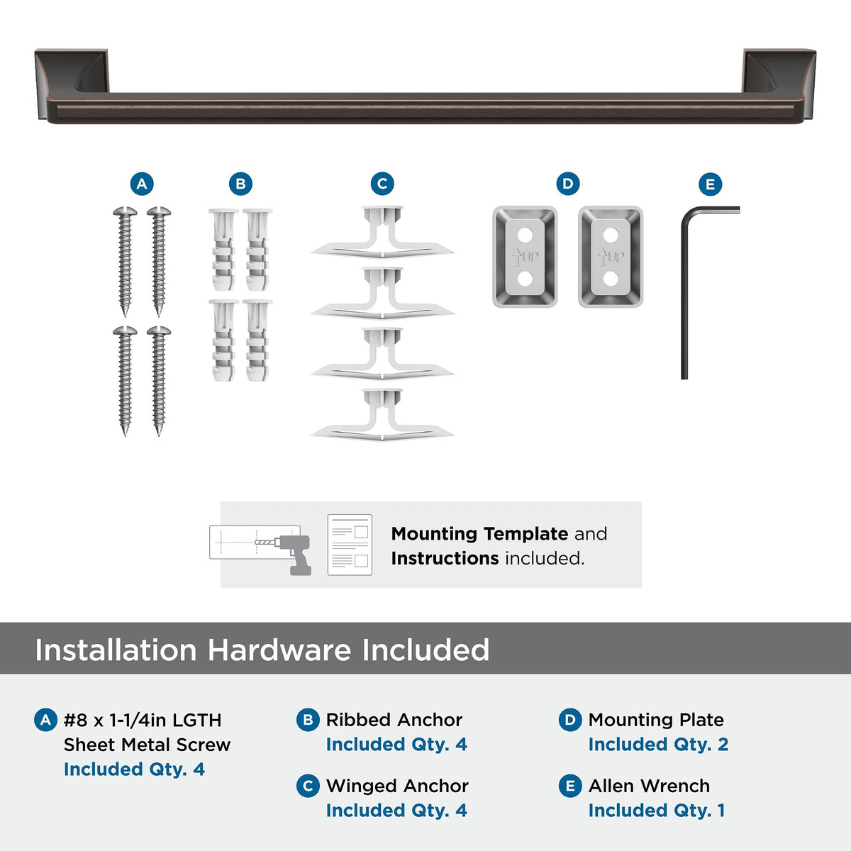 Amerock BH36023ORB Oil Rubbed Bronze Towel Bar 18 in (457 mm) Towel Rack Mulholland Bathroom Towel Holder Bathroom Hardware Bath Accessories