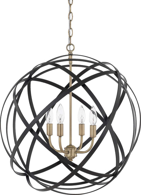 Capital Lighting 4234AB Axis 4 Light Pendant Aged Brass and Black
