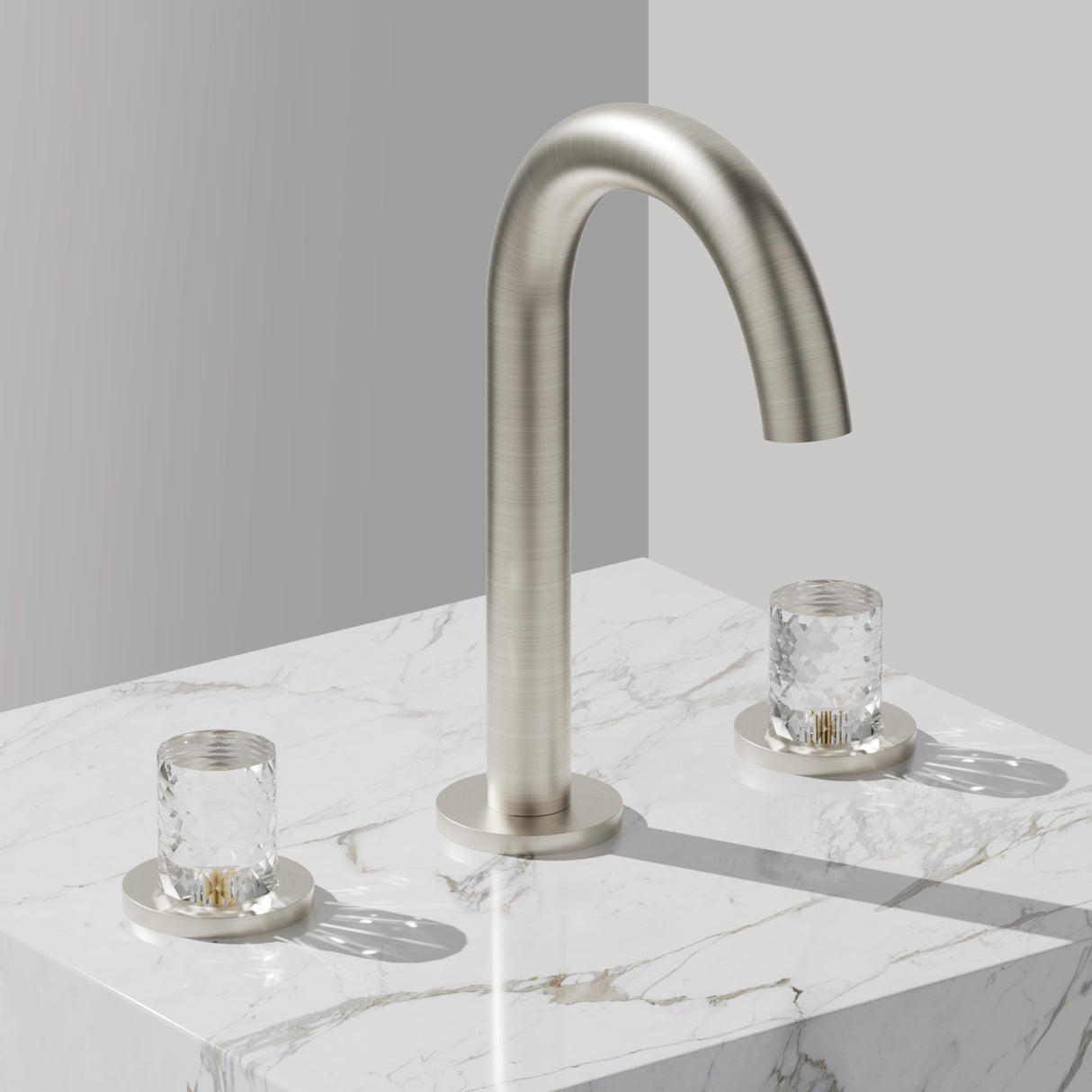 Bathroom Sink Faucet 3 Hole, 8 Inch Widespread Bathroom Faucets, Sink Faucet Brushed Nickel with Pop-up Drain & Hose