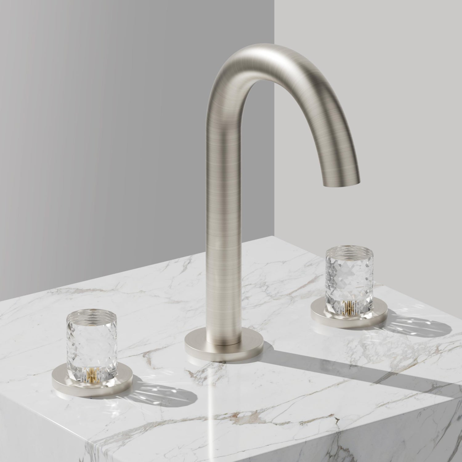 Bathroom Sink Faucet 3 Hole, 8 Inch Widespread Bathroom Faucets, Sink Faucet Brushed Nickel with Pop-up Drain & Hose
