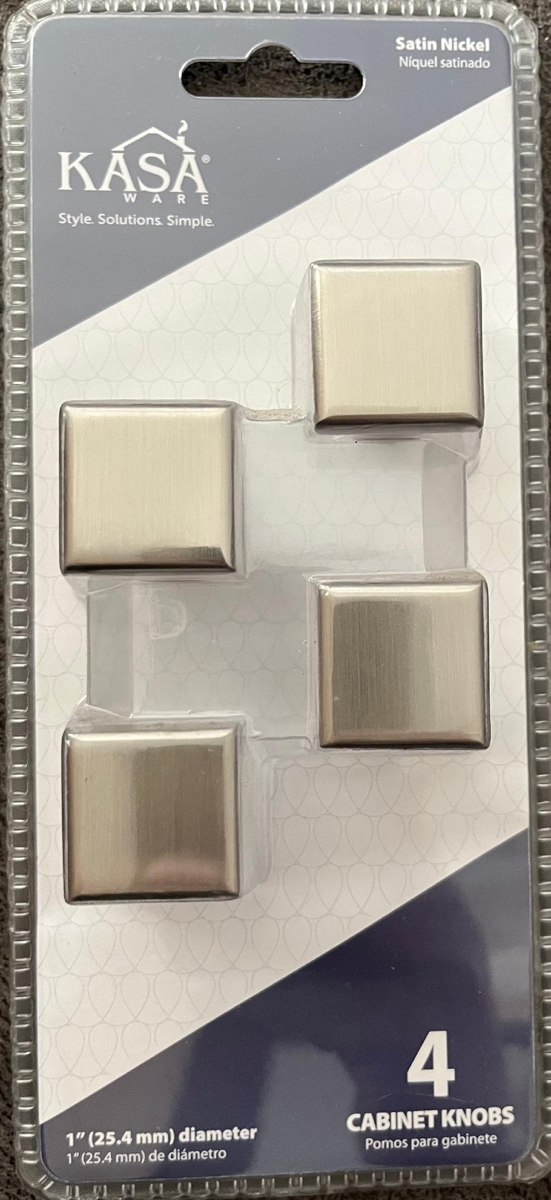 KasaWare K313SN-4 1" Diameter Flared Foot Square Knob, 4-pack