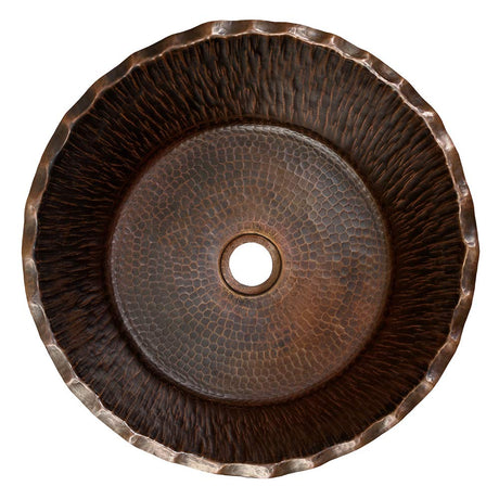 Premier Copper Products PVRTRDB 14.5-Inch Forest Vessel Hammered Copper Sink