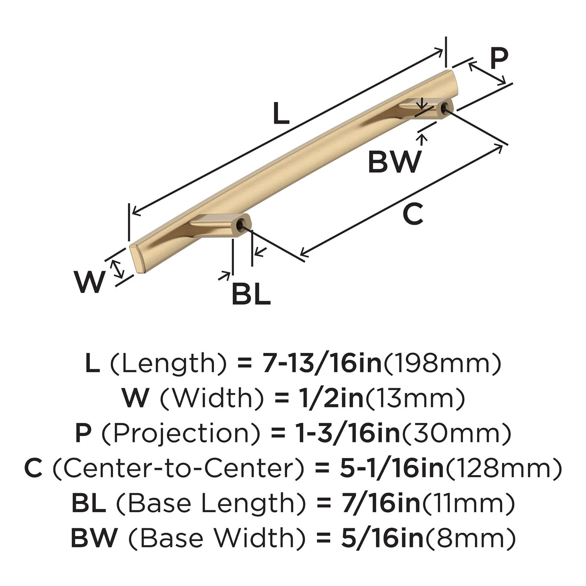 Amerock BP9362CZ Champagne Bronze Cabinet Pull 5-1/16 inch (128mm) Center-to-Center Cabinet Hardware Cyprus Furniture Hardware Drawer Pull