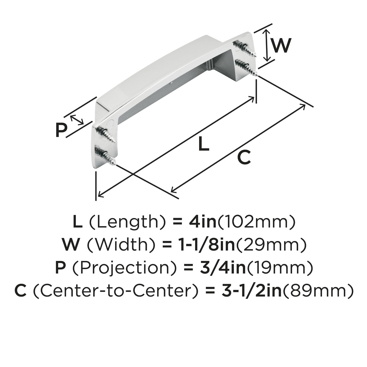 Amerock Cabinet Cup Pull Polished Chrome 3-1/2 inch (89 mm) Center to Center Highland Ridge 1 Pack Drawer Pull Drawer Handle Cabinet Hardware