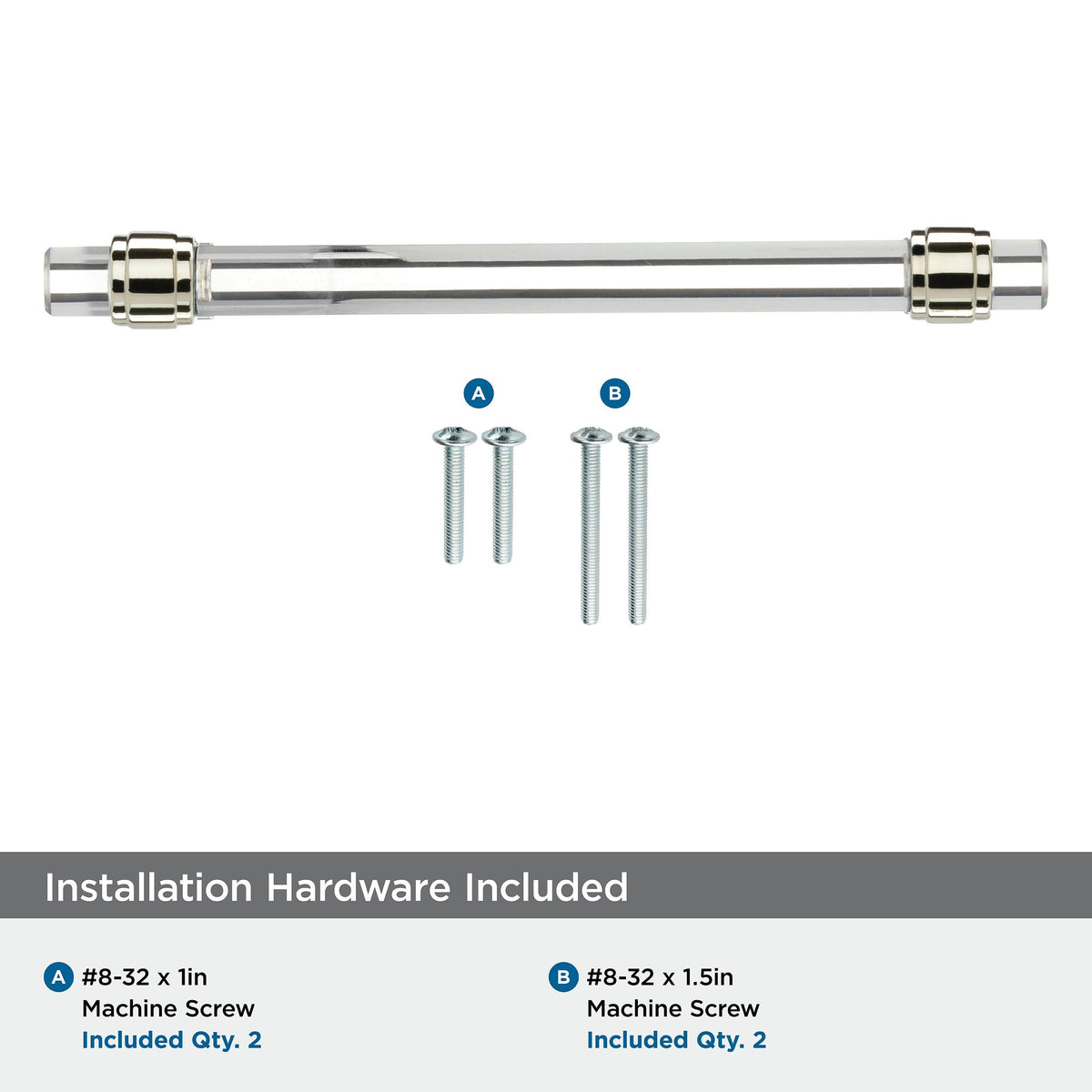 Amerock Cabinet Pull Clear/Polished Nickel 6-5/16 inch (160 mm) Center to Center Glacio 1 Pack Drawer Pull Drawer Handle Cabinet Hardware