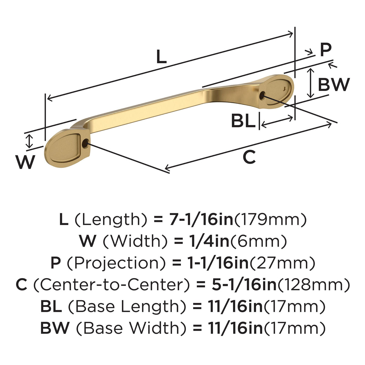 Amerock BP21937CZ Champagne Bronze Cabinet Pull 5-1/16 inch (128mm) Center-to-Center Cabinet Hardware Ravino Furniture Hardware Drawer Pull