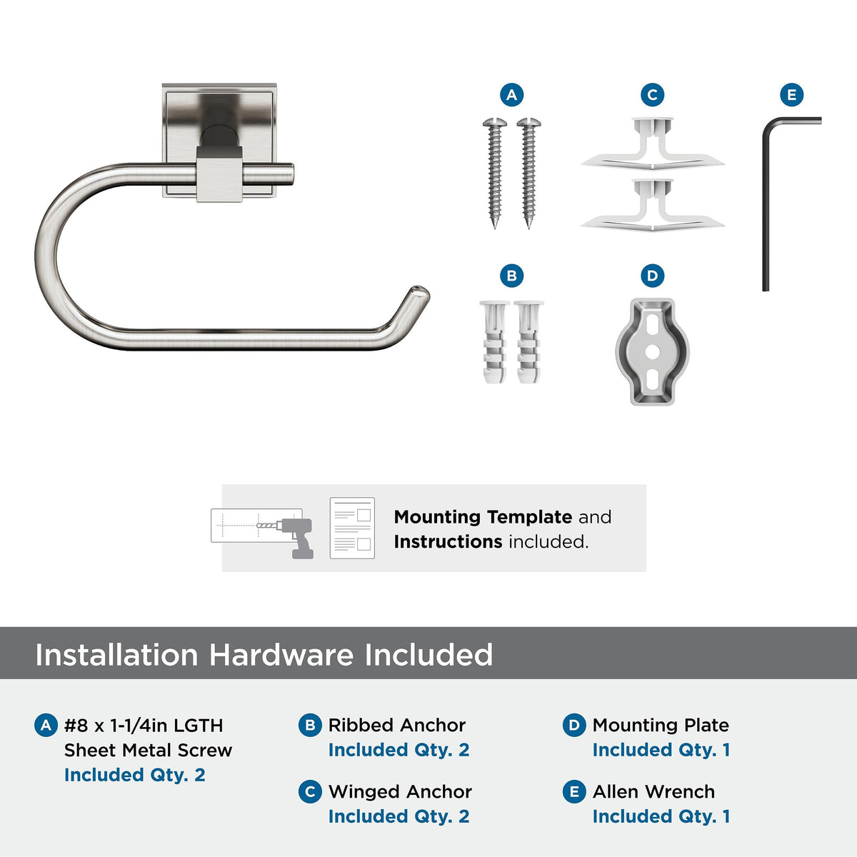 Amerock BH36071G10 Brushed Nickel Single Post Toilet Paper Holder 7-1/16 in. (179 mm) Length Toilet Tissue Holder Appoint Bath Tissue Holder Bathroom Hardware Bath Accessories