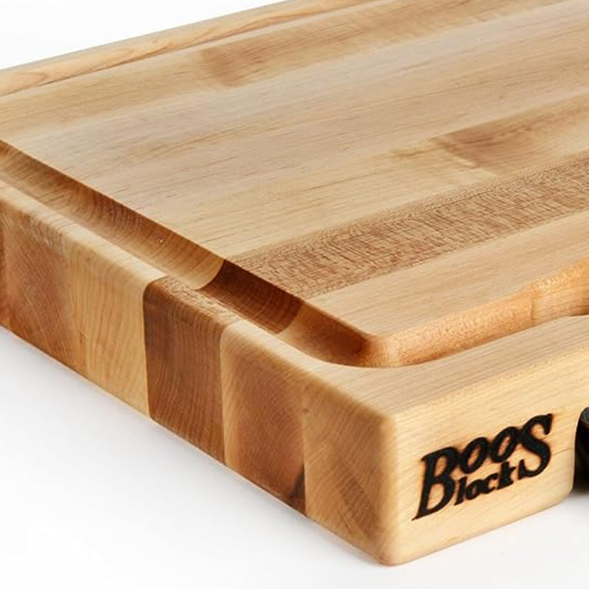 John Boos PM1514225-P Newton Prep Master Large Maple Wood Cutting Board for Kitchen, 15 Inches x 14 Inches, 2.25 Thick Reversible Edge Grain with Juice Groove & Stainless Pan 15X14X2.25 MPL-EDGE GR-PREP MASTER-