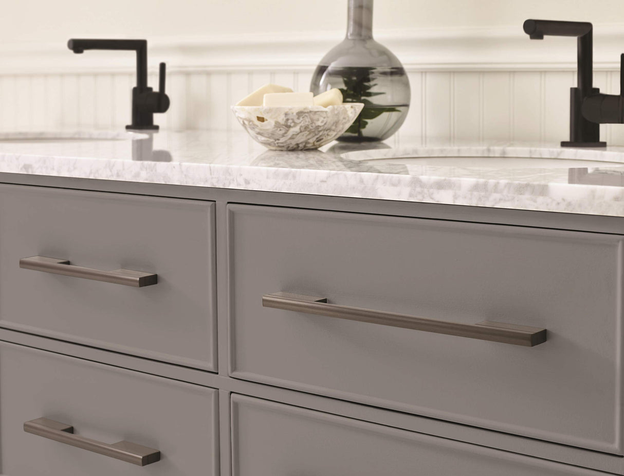 Amerock Cabinet Pull Black Brushed Nickel 6-5/16 inch (160 mm) Center to Center Separa 1 Pack Drawer Pull Drawer Handle Cabinet Hardware