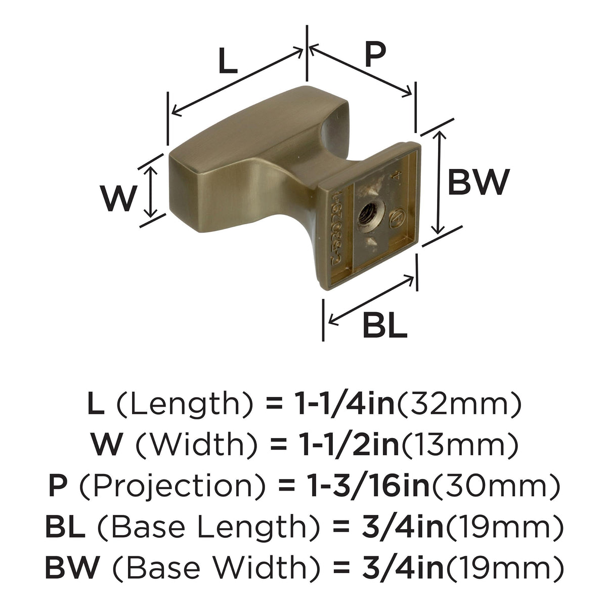 Amerock Cabinet Knob Golden Champagne 1-1/4 inch (32 mm) Length Mulholland 1 Pack Drawer Knob Cabinet Hardware