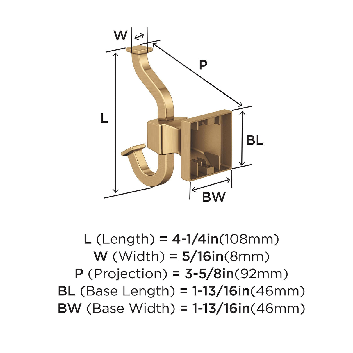 Amerock BH36020CZ Champagne Bronze Single Robe Hook 4-1/4 in. (108 mm) Length Towel Holder Mulholland Towel Hook for Bathroom Bathroom Hardware Bath Accessories