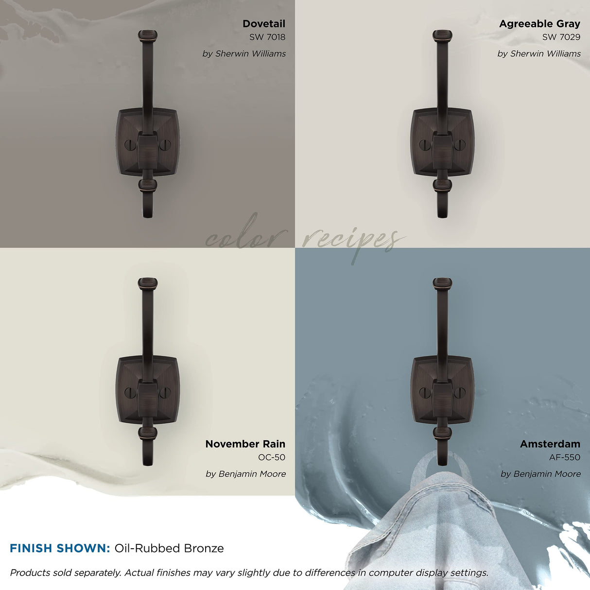 Amerock H37002ORB Kinsale Double Prong Decorative Wall Hook Oil Rubbed Bronze Hook for Coats, Hats, Backpacks, Bags Hooks for Bathroom, Bedroom, Closet, Entryway, Laundry Room, Office