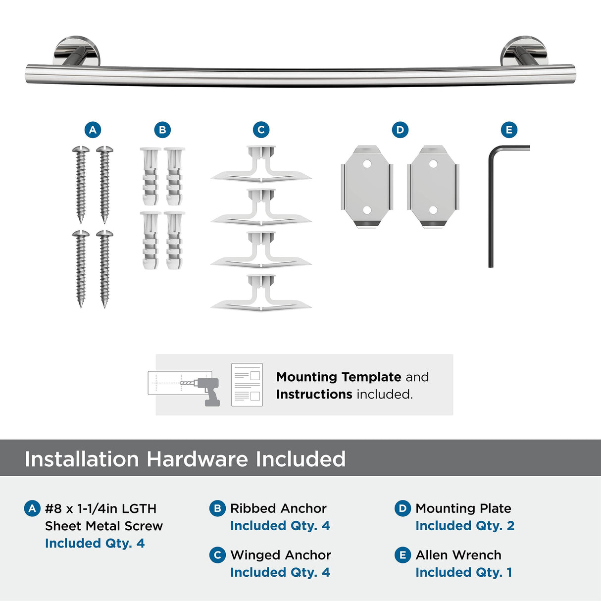 Amerock BH26543PSS Polished Stainless Steel Towel Bar 18 in (457 mm) Towel Rack Arrondi Bathroom Towel Holder Bathroom Hardware Bath Accessories