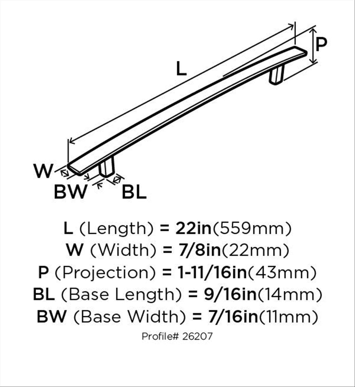 Amerock Appliance Pull Satin Nickel 18 inch (457 mm) Center to Center Cyprus 1 Pack Drawer Pull Drawer Handle Cabinet Hardware