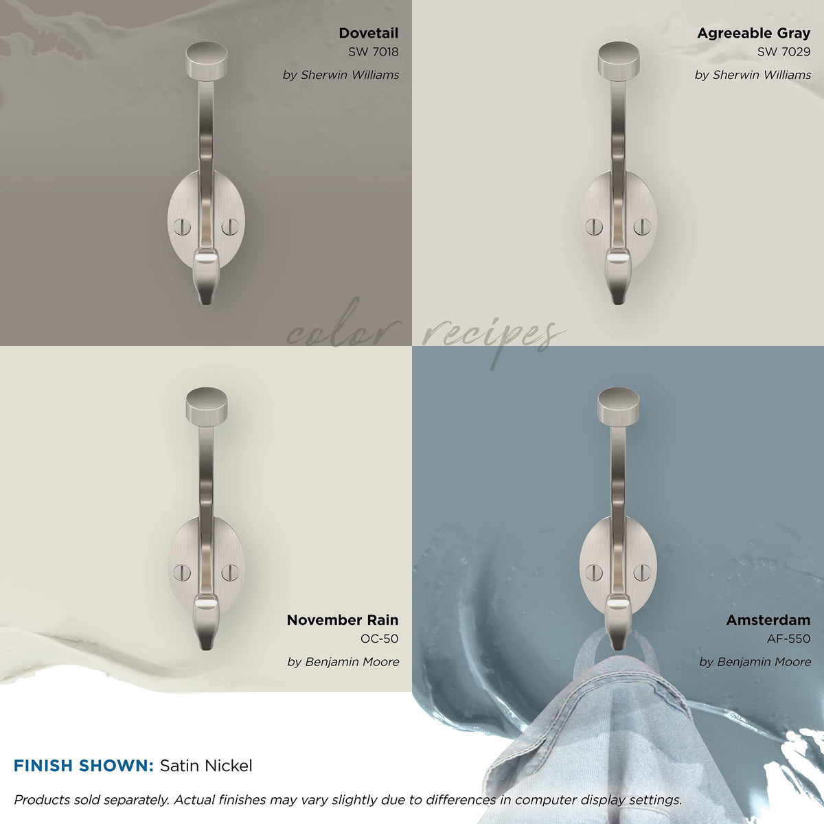 Amerock Pilltop Coat Hook Wall Mount Satin Nickel 1 Pack Robe Hook Towel Hook Entryway Hook Bathroom Hook