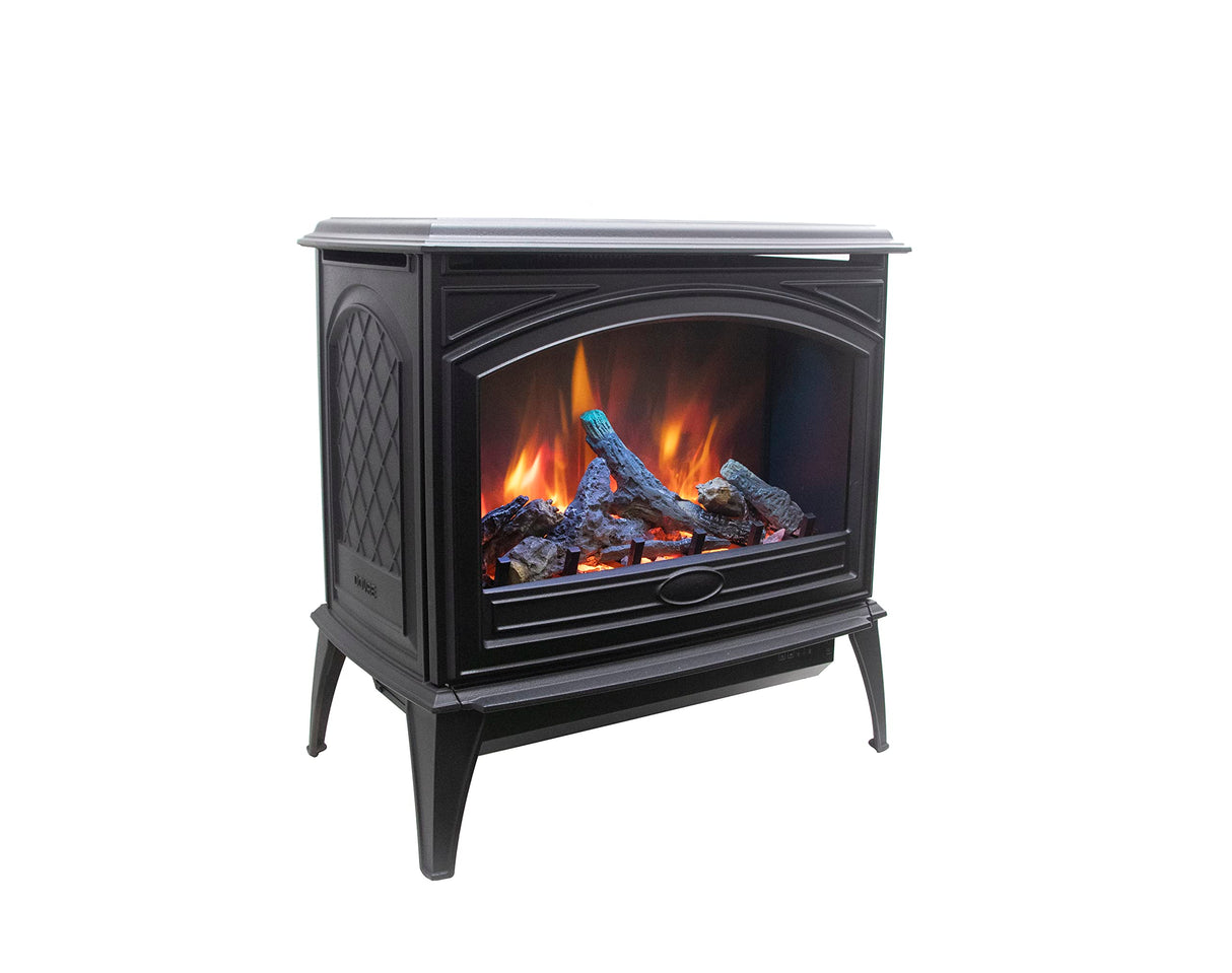 Amantii E50-NA Lynwood Series - 50 cm Freestand Electric Stove Featuring a Cast Iron Frame and a 10 Piece Birch Log Set