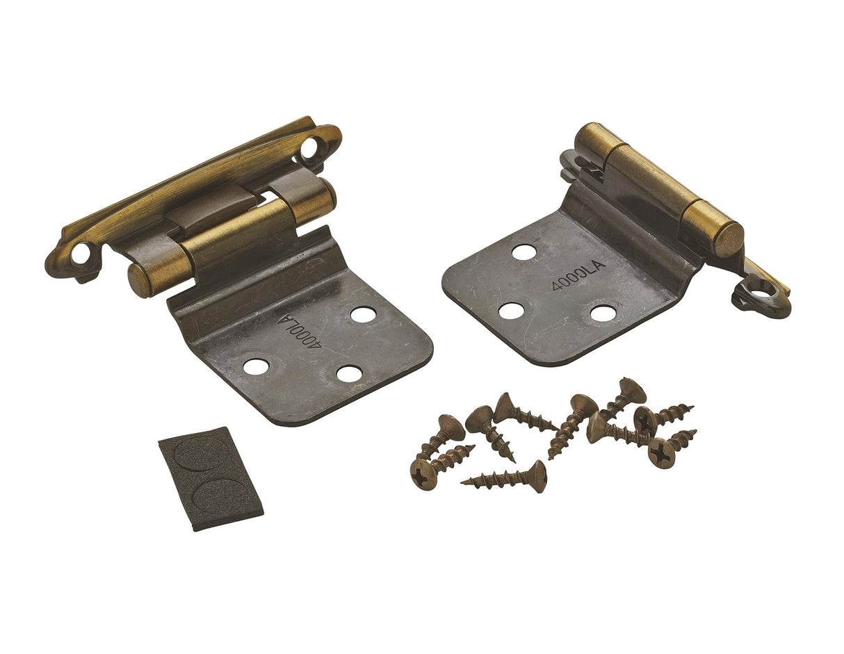 Amerock Cabinet Hinge Variable Overlay, Reverse Bevel Hinge Antique Brass 2 Pack Self-Closing Hinge Face Mount Hinge Cabinet Door Hinge