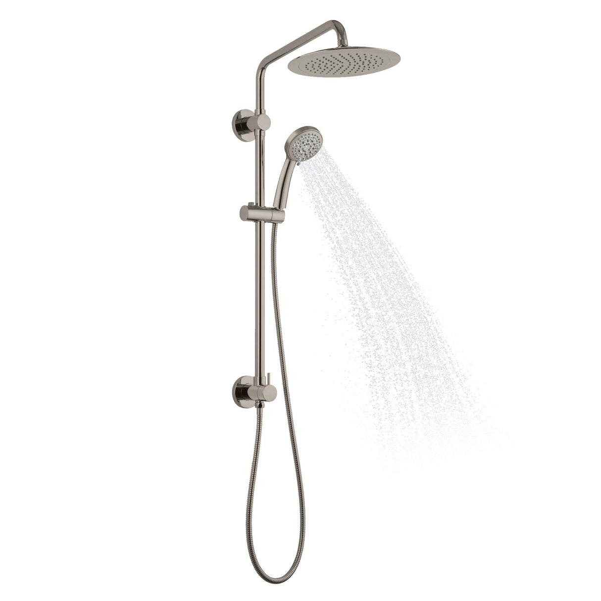 PULSE ShowerSpas 1088-BN-1.8GPM SeaBreeze II Shower System with 8" Rain Showerhead, Slide Bar and Multi-Function Hand Shower, Brushed Nickel, 1.8 GPM