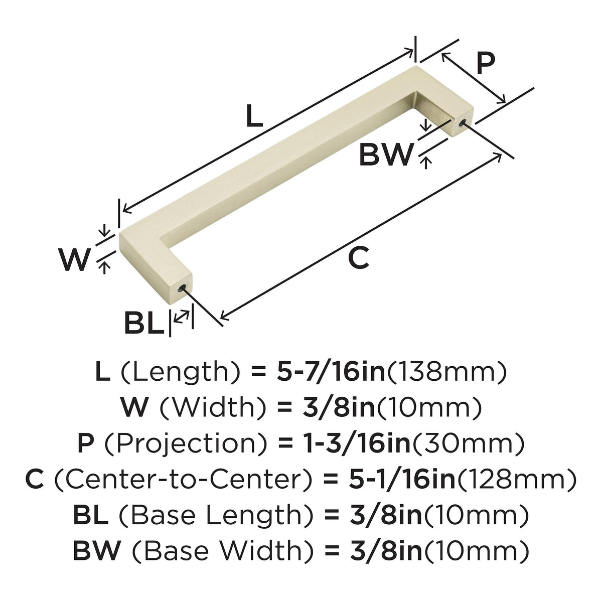 Amerock Cabinet Pull Golden Champagne 5-1/16 inch (128 mm) Center to Center Monument 1 Pack Drawer Pull Drawer Handle Cabinet Hardware