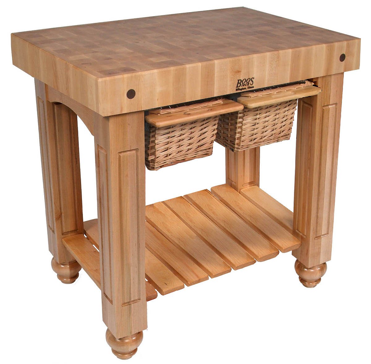 John Boos CU-GB3624-N American Heritage Gathering Block II Prep Table with Butcher Top Base Finish: Natural Maple