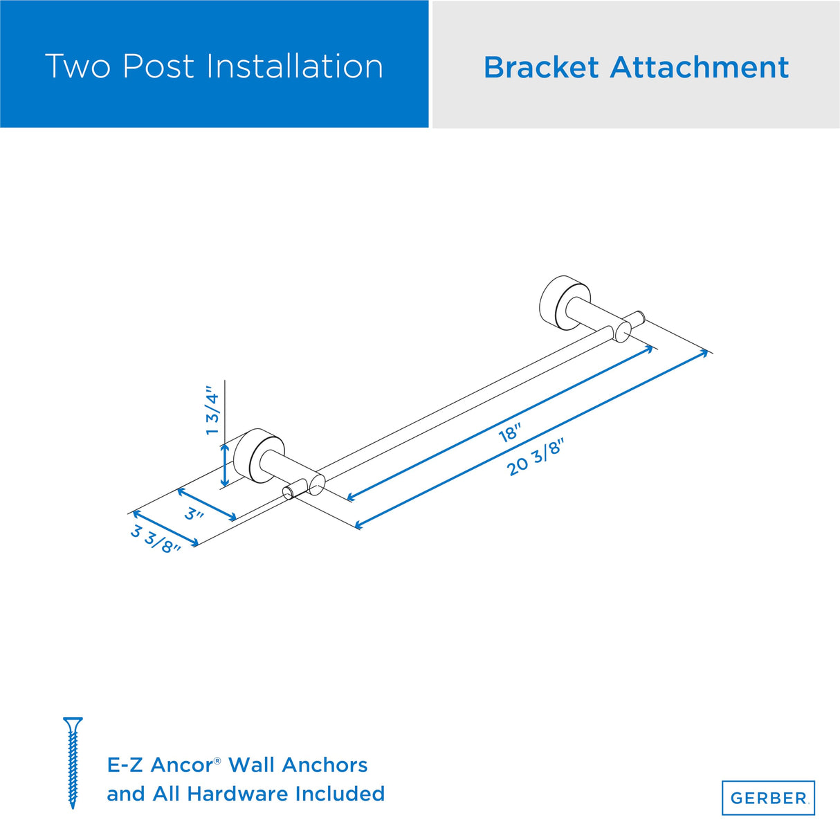 Gerber D446412 Chrome Parma 18" Towel Bar