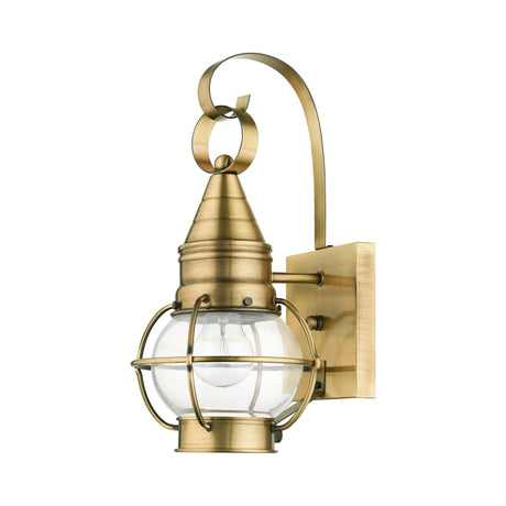 Livex Lighting 26900-01 Newburyport Collection 1 Light Outdoor Wall Lantern, Antique Brass