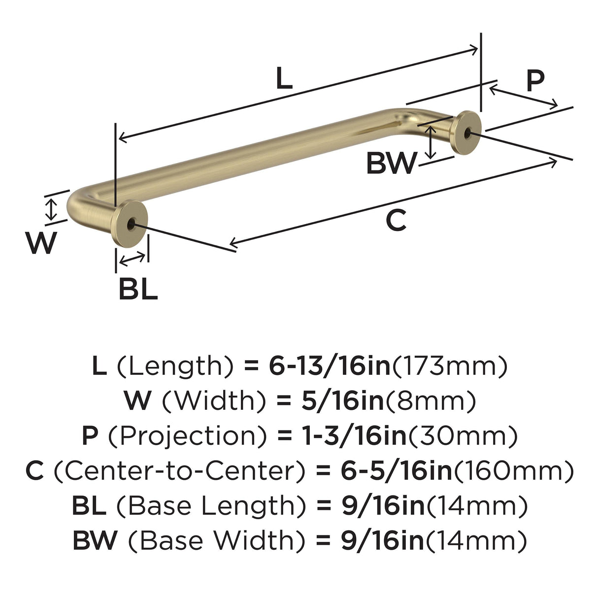 Amerock BP37381BBZ Golden Champagne Cabinet Pull 6-5/16 in (160 mm) Center-to-Center Cabinet Handle Factor Drawer Pull Kitchen Cabinet Handle Furniture Hardware