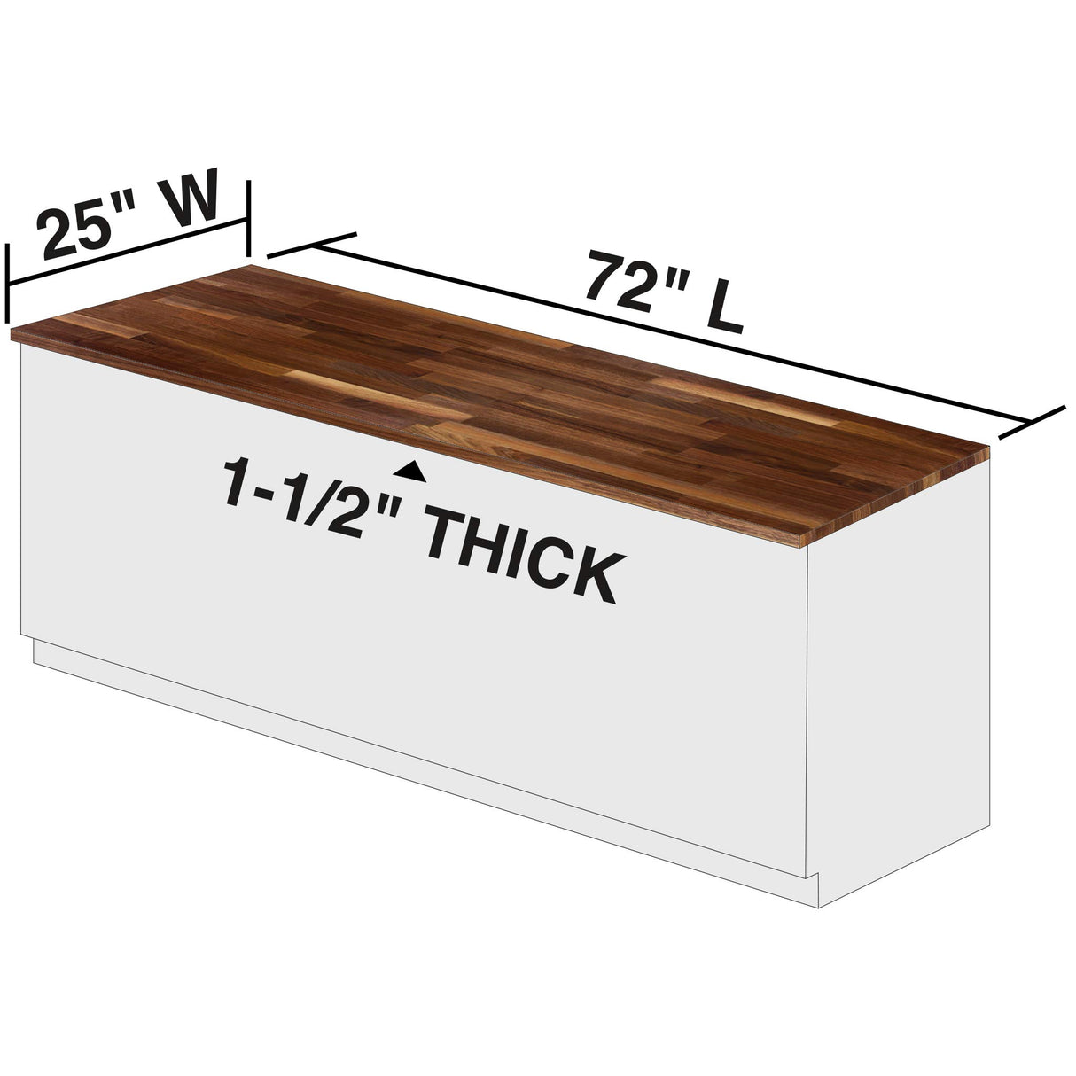 John Boos WALKCT-BL7225-V Blended Walnut Counter Top with Varnique Finish, 1.5" Thickness, 72" x 25"