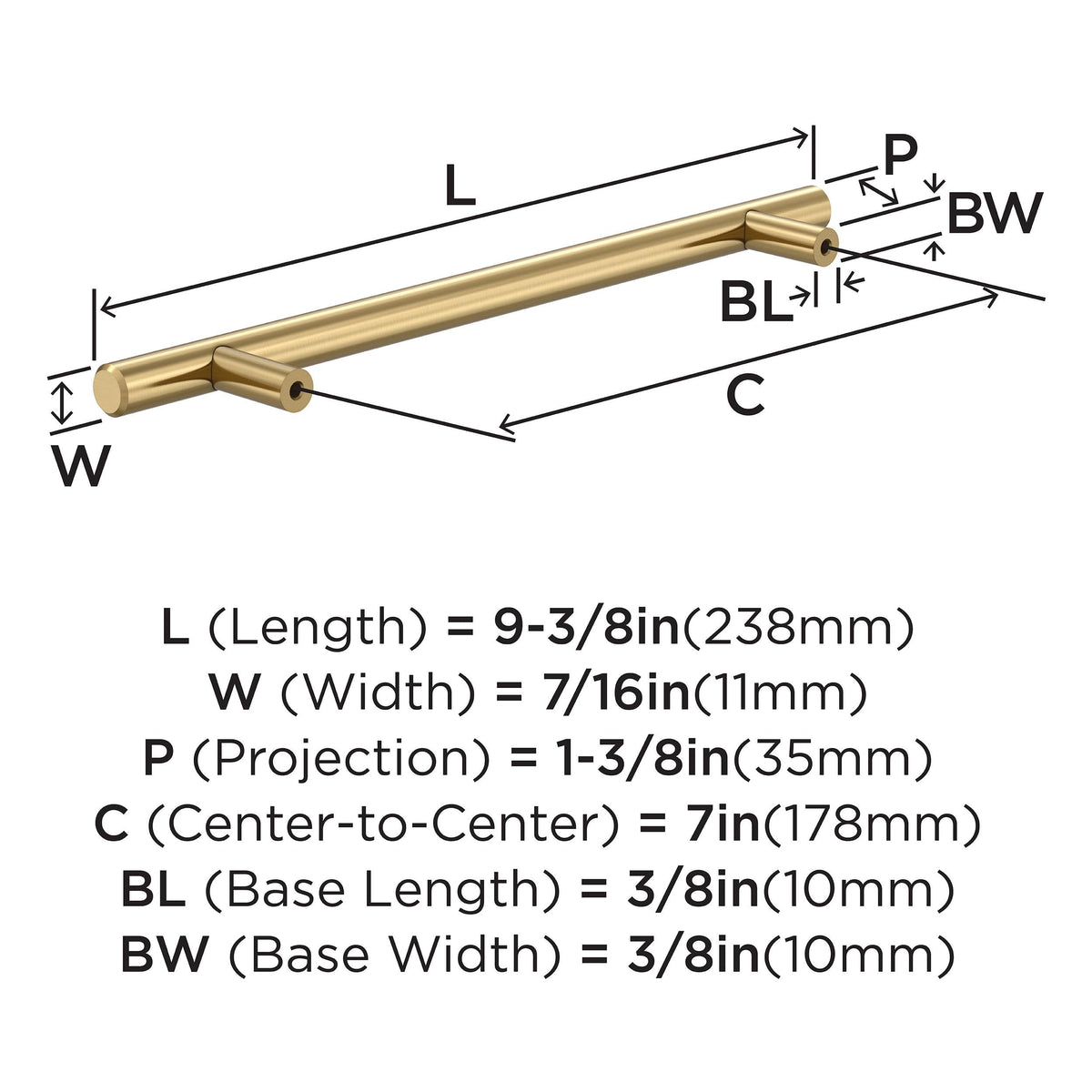 Amerock BP1178CZ Champagne Bronze Cabinet Pull 7 inch (178mm) Center-to-Center Cabinet Hardware Bar Pulls Furniture Hardware Drawer Pull