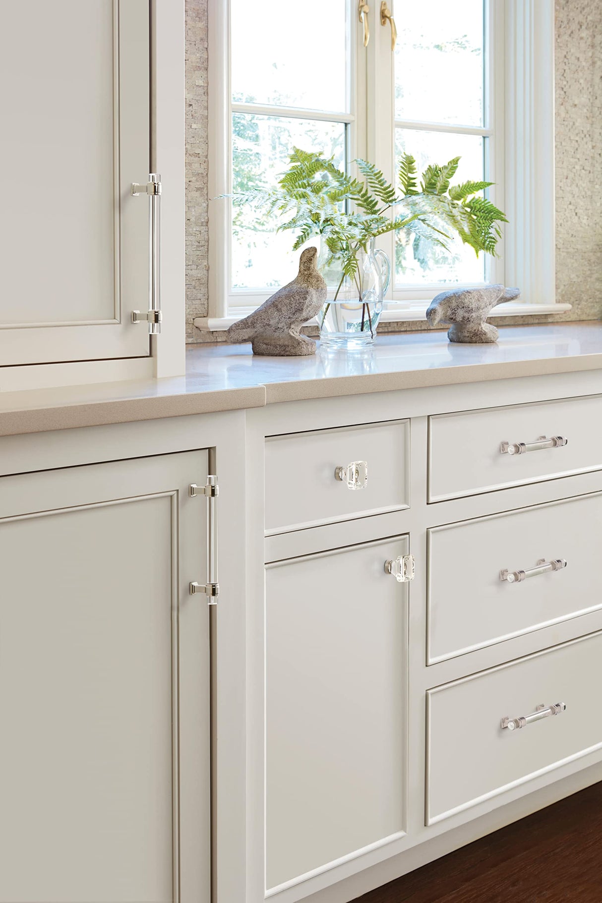 Amerock Cabinet Pull Clear/Polished Nickel 5-1/16 inch (128 mm) Center to Center Glacio 1 Pack Drawer Pull Drawer Handle Cabinet Hardware