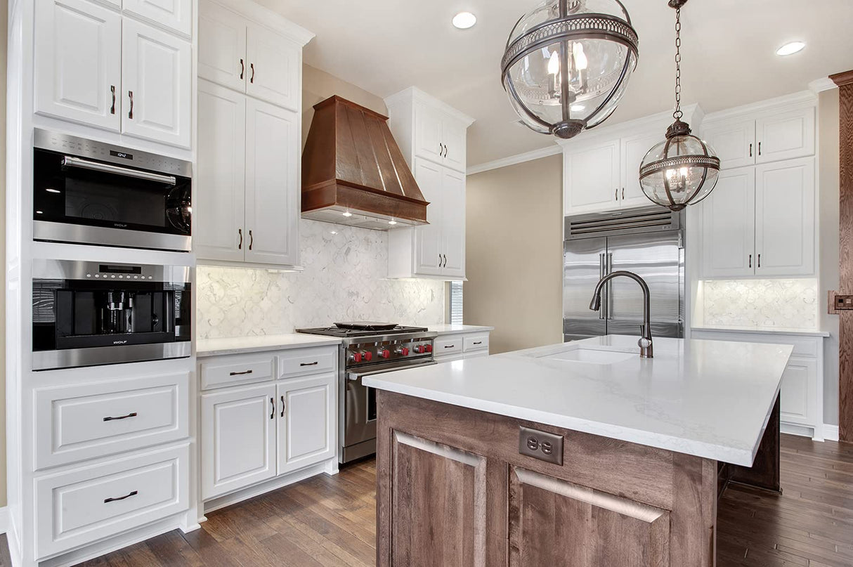 38 Inch 735 CFM Hammered Copper Wall Mounted Euro Range Hood with Slim Baffle Filters