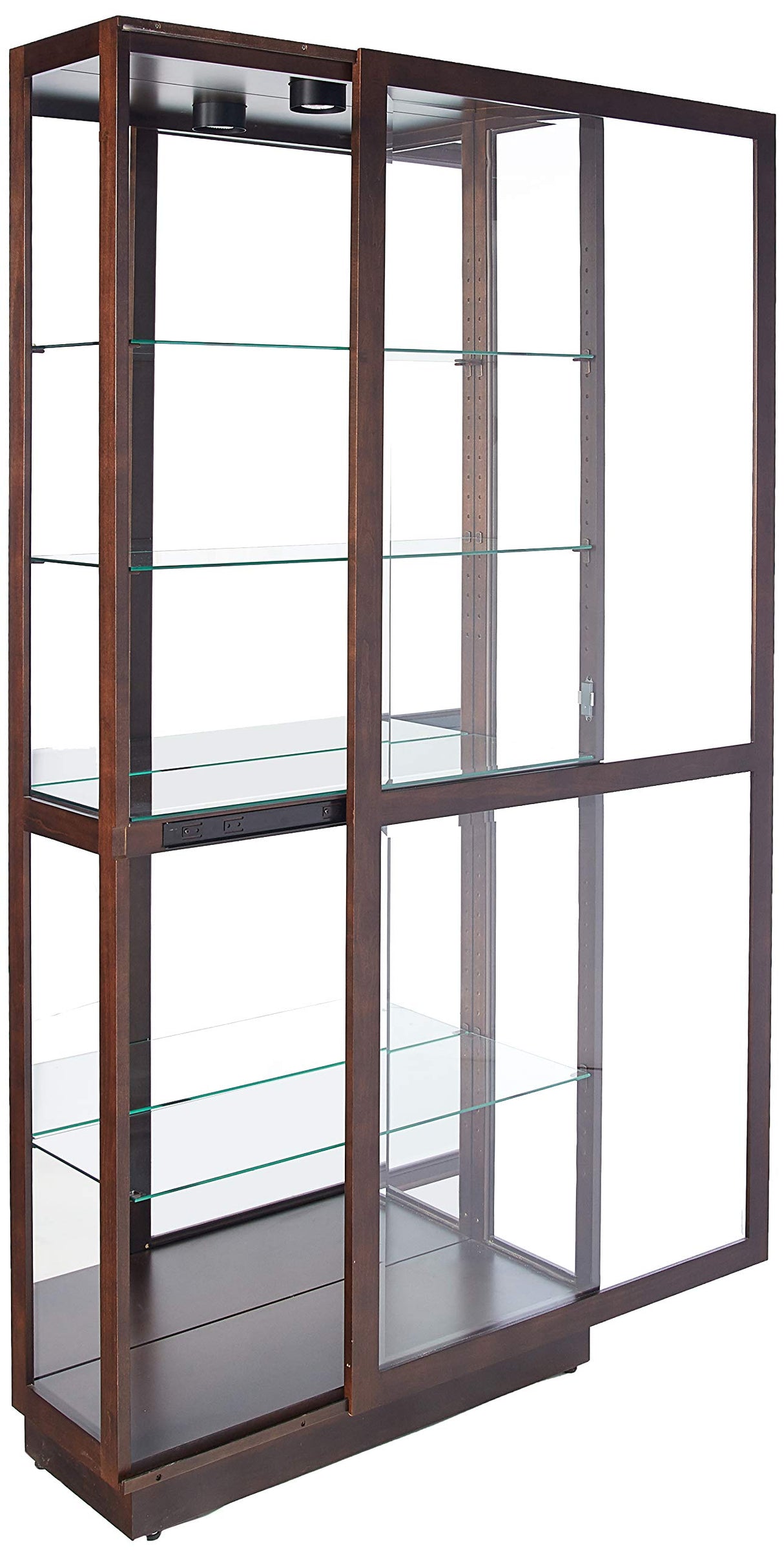 Howard Miller Jayden Curio Cabinet 680-575 - Espresso Finish Home Decor, Four Glass Shelves, Five Level Display Case, Locking Slide Door, LED Light Switch