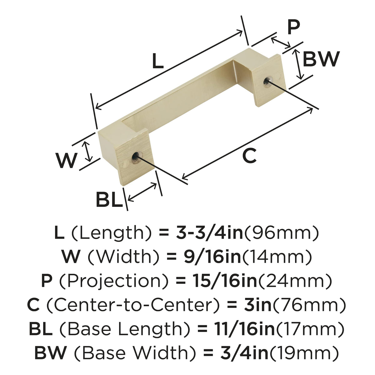 Amerock Cabinet Pull Golden Champagne 3 inch (76 mm) Center to Center Appoint 1 Pack Drawer Pull Drawer Handle Cabinet Hardware