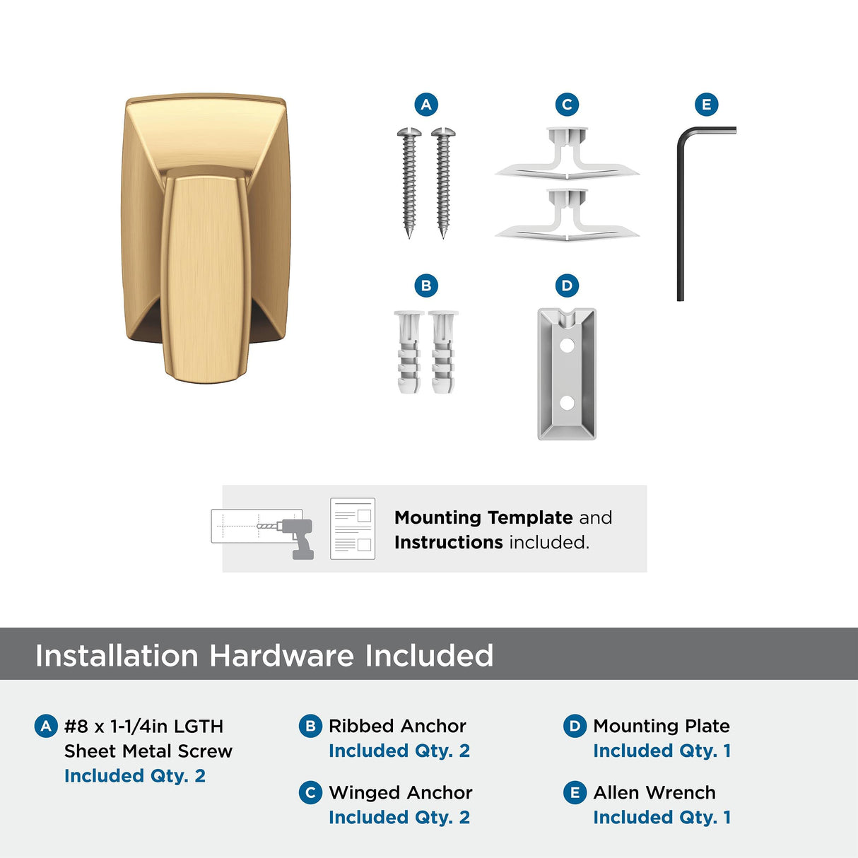Amerock BH36010CZ Champagne Bronze Single Robe Hook 2-5/8 in. (67 mm) Length Towel Holder Highland Ridge Towel Hook for Bathroom Bathroom Hardware Bath Accessories